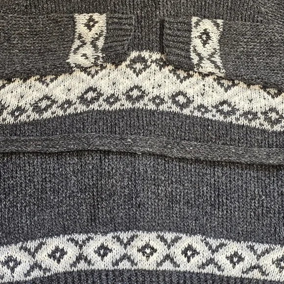 Camp Kitschy Knit Gray Chunky Wool Open Front Belt Starsky Cardigan Size 52 NWT